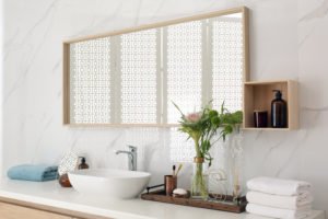 Sink with mirrors on the wall