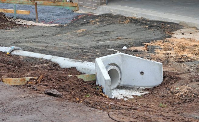 Construction,Of,Driveway,With,Concrete,Drainage,Pipe,Underneath