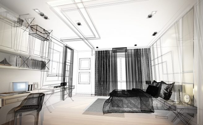 Abstract,Sketch,Design,Of,Interior,Bedroom,3d,Rendering
