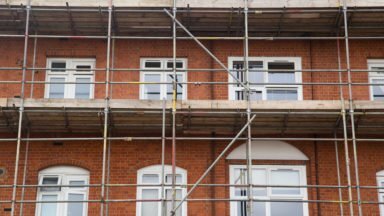 Scaffolding on house
