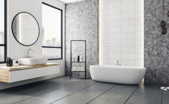 grey and white bathroom