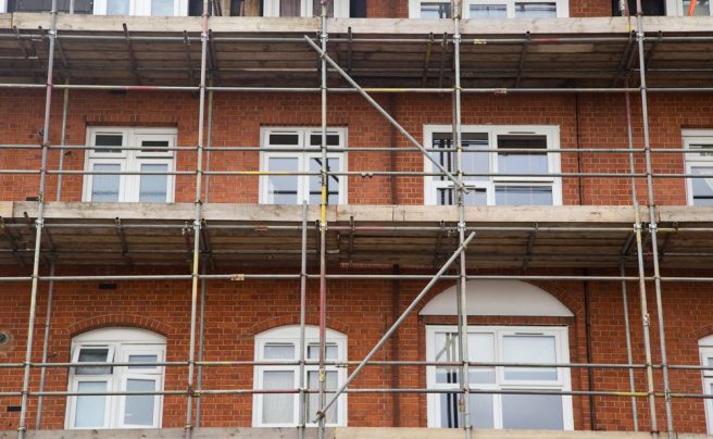 Scaffolding on house