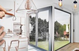 Drawing,Renovation,Of,A,Open,Modern,Kitchen,From,Loft,With